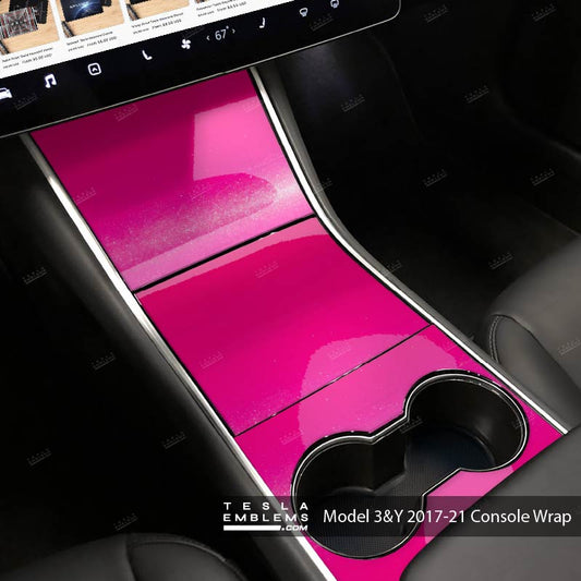 KPMF Gloss Momentum Pink Center Console Wrap Kit | 2017-2021 Model 3 & Y - Tesla Emblems