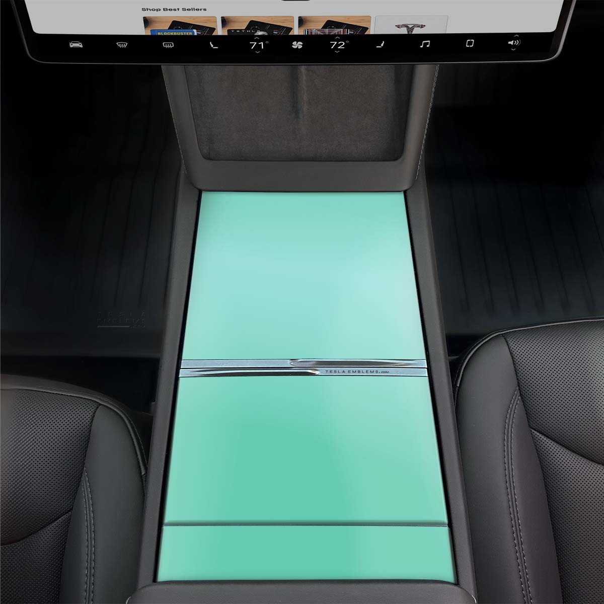 KPMF Satin Spearmint Center Console Wrap Kit | 2024+ Model 3 "Highland" - Tesla Emblems