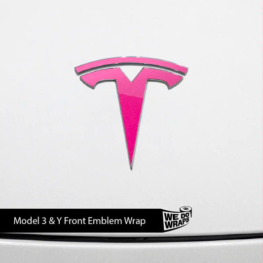 KPMF Gloss Momentum Pink Tesla Emblem Decals (Front + Back) | Model Y - Tesla Emblems