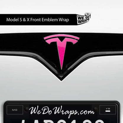 KPMF Gloss Momentum Pink Tesla Emblem Decals (Front + Back) | Model X - Tesla Emblems