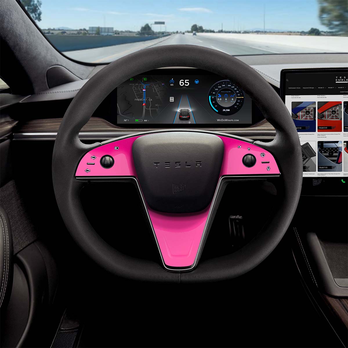 KPMF Momentum Pink Tesla Steering Wheel Trim Decal Kit (3pcs) | MS Feb 2021+ - Tesla Emblems