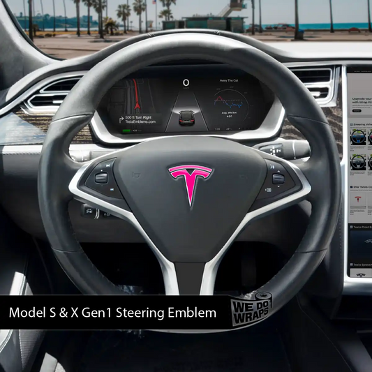 KPMF Momentum Pink Tesla Steering Wheel Emblem Decal - Tesla Emblems