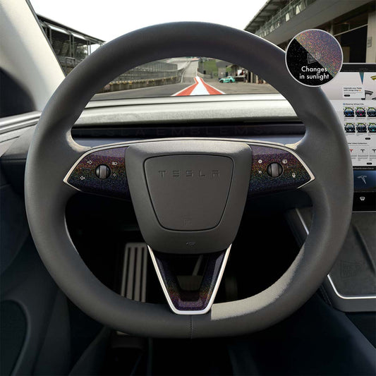 KPMF Morpheus Black Tesla Steering Wheel Trim Decal Kit (3pcs) | M3 Feb 2024 - '25 "Highland" - Tesla Emblems