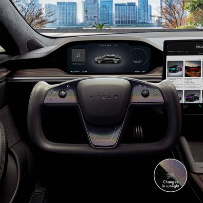 KPMF Morpheus Black Tesla Steering Wheel Trim Decal Kit (3pcs) | MS Feb 2021+ - Tesla Emblems