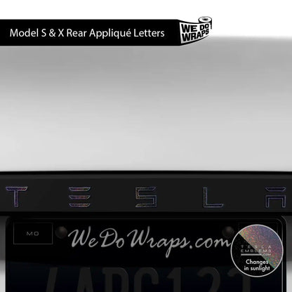 KPMF Morpheus Black Tesla Emblem Decals (Front + Back) | Model X - Tesla Emblems