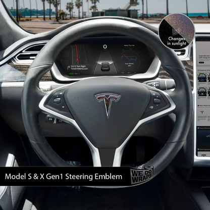 KPMF Morpheus Black Tesla Steering Wheel Emblem Decal - Tesla Emblems
