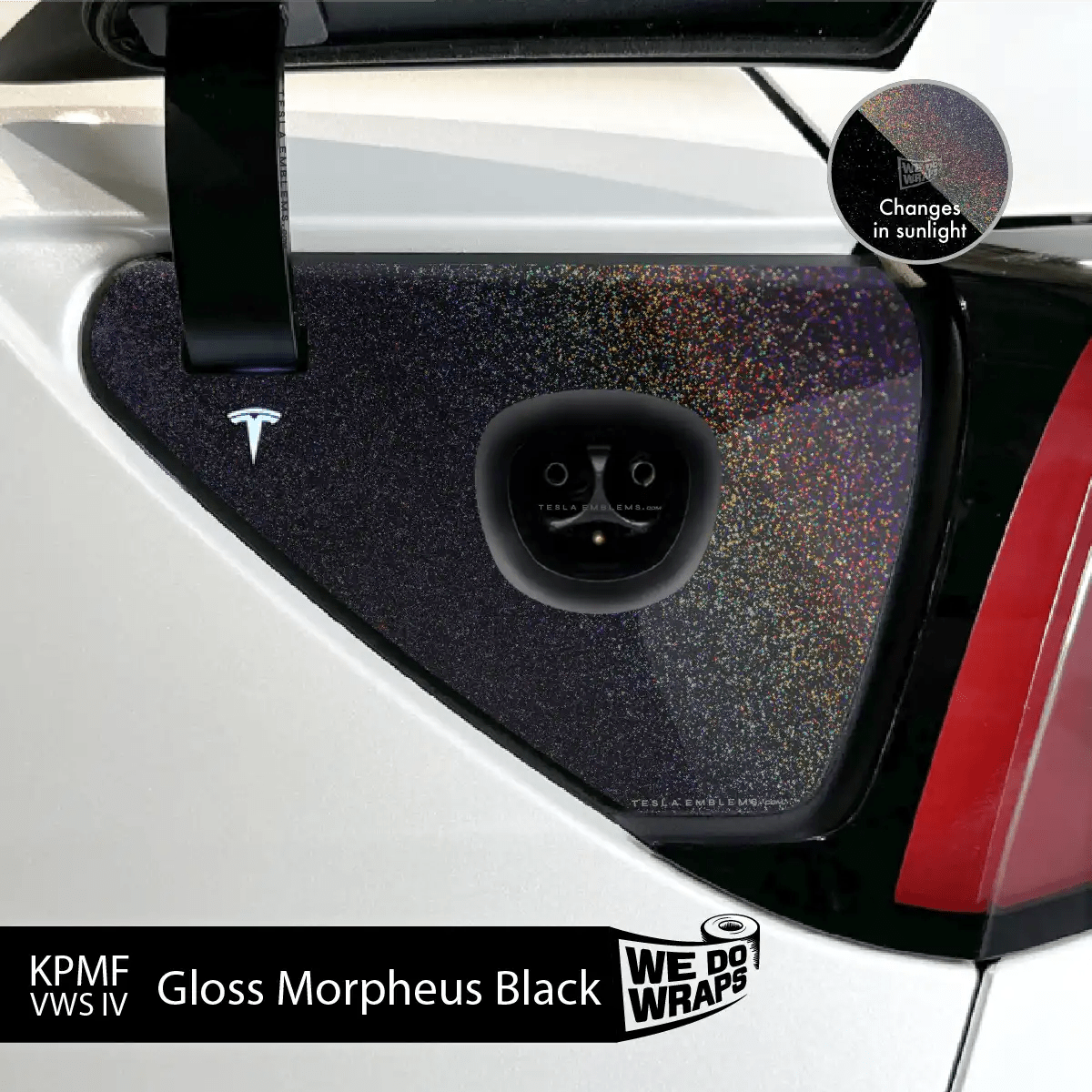 KPMF Gloss Morpheus Black Tesla Charge Port Wrap | Model Y - Tesla Emblems