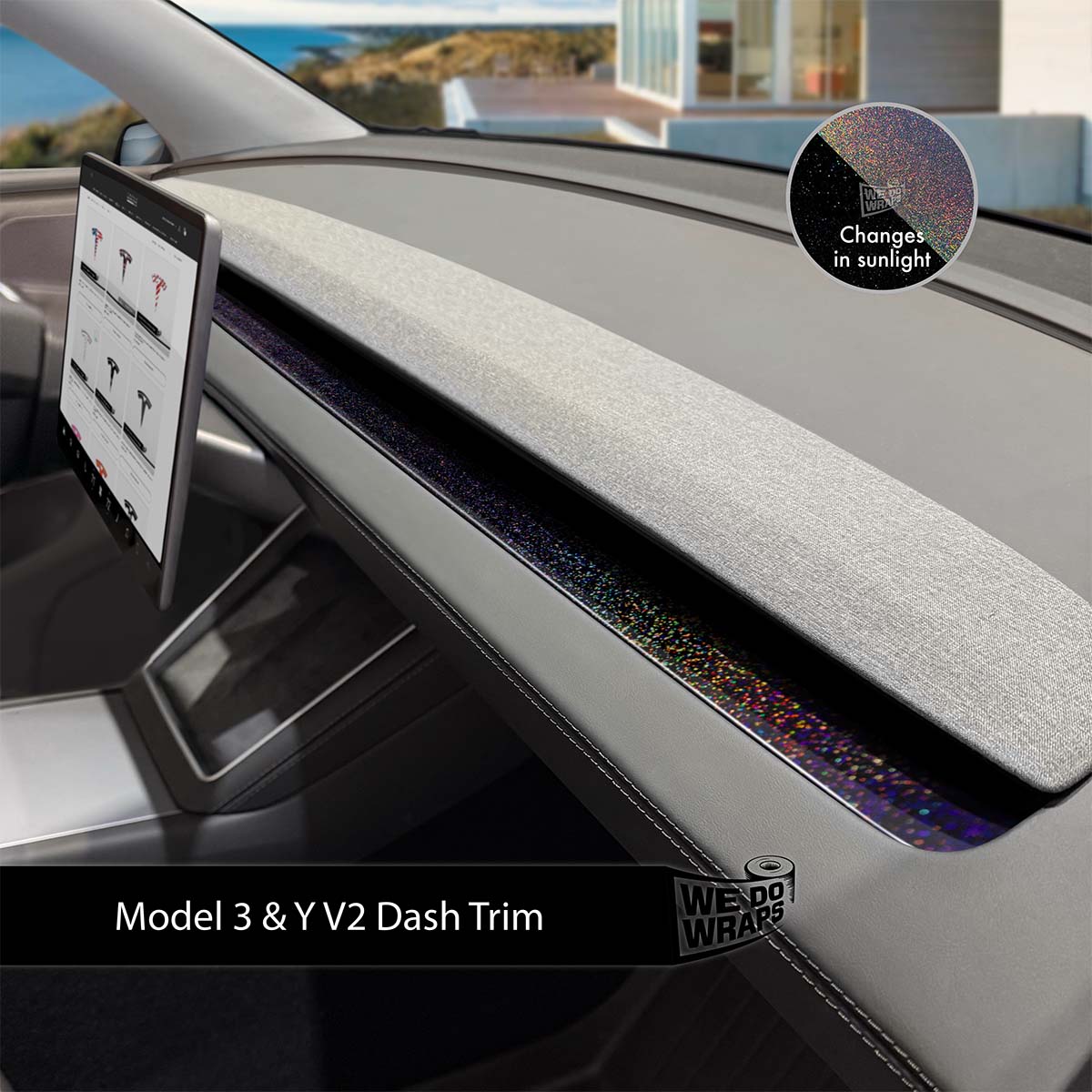 KPMF Gloss Morpheus Black Tesla Dash Trim Wrap | Model 3 ’24-26 Refresh