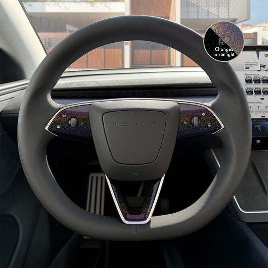 KPMF Morpheus Black Tesla Steering Wheel Trim Decal Kit (3pcs) | MY 2026+ "Juniper" - Tesla Emblems