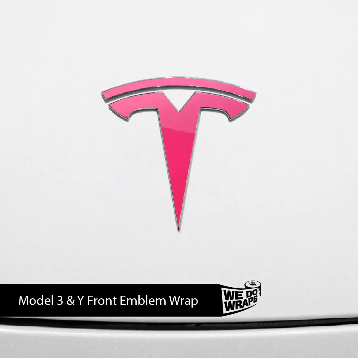 KPMF Gloss Pool Party Pink Tesla Emblem Decals (Front + Back) | Model Y - Tesla Emblems