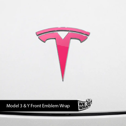 KPMF Gloss Pool Party Pink Tesla Emblem Decals (Front + Back) | Model Y - Tesla Emblems
