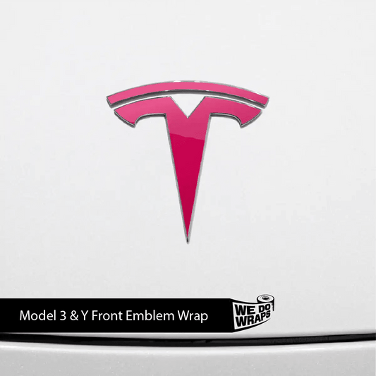 KPMF Gloss Pool Party Pink Tesla Emblem Decals (Front + Back) | Model Y - Tesla Emblems