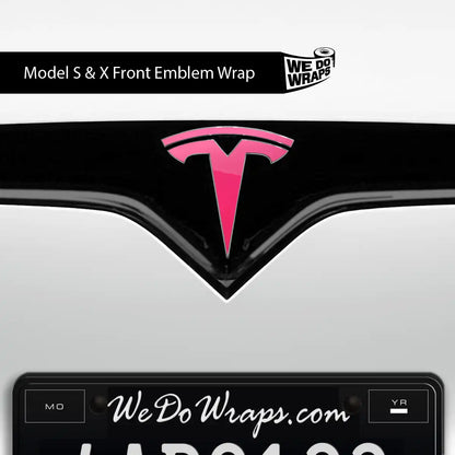 KPMF Gloss Pool Party Pink Tesla Emblem Decals (Front + Back) | Model S - Tesla Emblems
