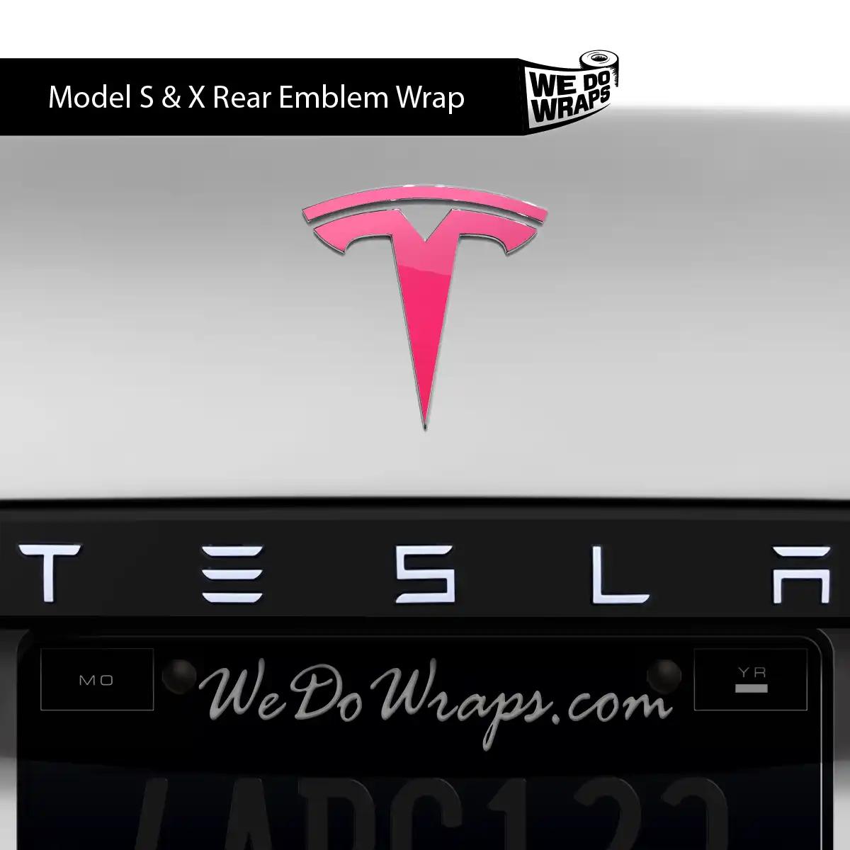 KPMF Gloss Pool Party Pink Tesla Emblem Decals (Front + Back) | Model S - Tesla Emblems