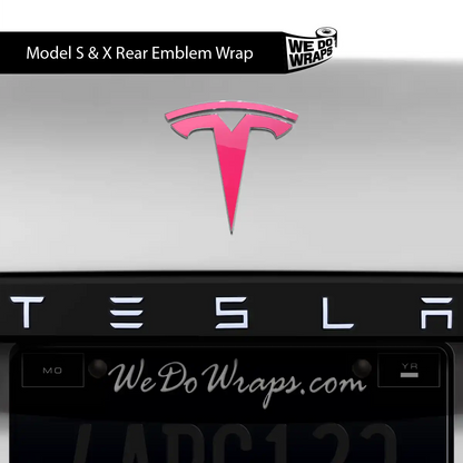 KPMF Gloss Pool Party Pink Tesla Emblem Decals (Front + Back) | Model S - Tesla Emblems