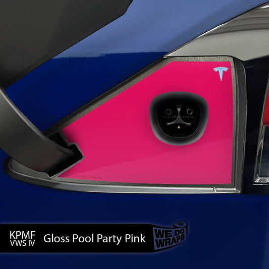 KPMF Gloss Pool Party Pink Tesla Charge Port Wrap | Model X - Tesla Emblems