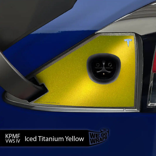 KPMF Iced Titanium Yellow Tesla Charge Port Wrap | Model X - Tesla Emblems