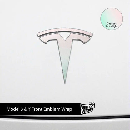KPMF Matte Aurora Pearl Tesla Emblem Decals (Front + Back) | Model Y - Tesla Emblems