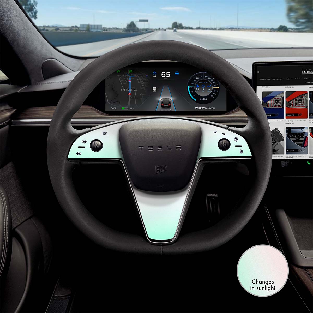 KPMF Matte Aurora Pearl Tesla Steering Wheel Trim Decal Kit (3pcs) | MS Feb 2021+ - Tesla Emblems