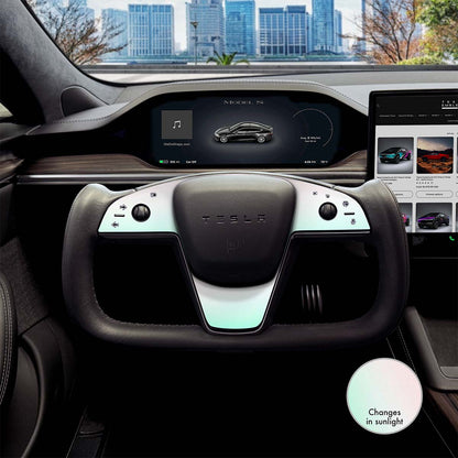 KPMF Matte Aurora Pearl Tesla Steering Wheel Trim Decal Kit (3pcs) | MS Feb 2021+ - Tesla Emblems