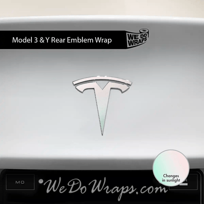 KPMF Matte Aurora Pearl Tesla Emblem Decals (Front + Back) | Model Y - Tesla Emblems