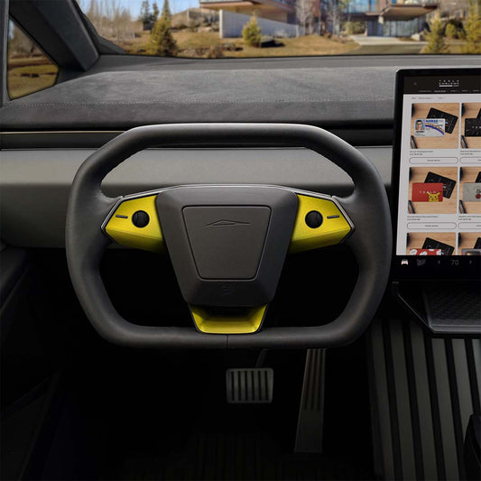 KPMF Matte Iced Yellow Tesla Steering Wheel Trim Decal Kit (3pcs) | Cybertruck