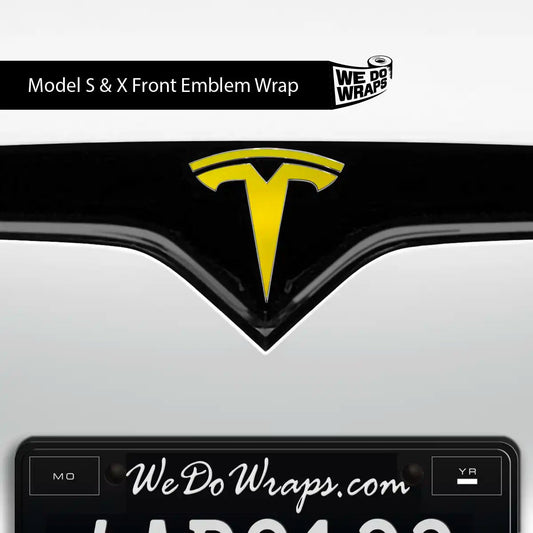 KPMF Matte Iced Yellow Titanium Tesla Emblem Decals (Front + Back) | Model X - Tesla Emblems