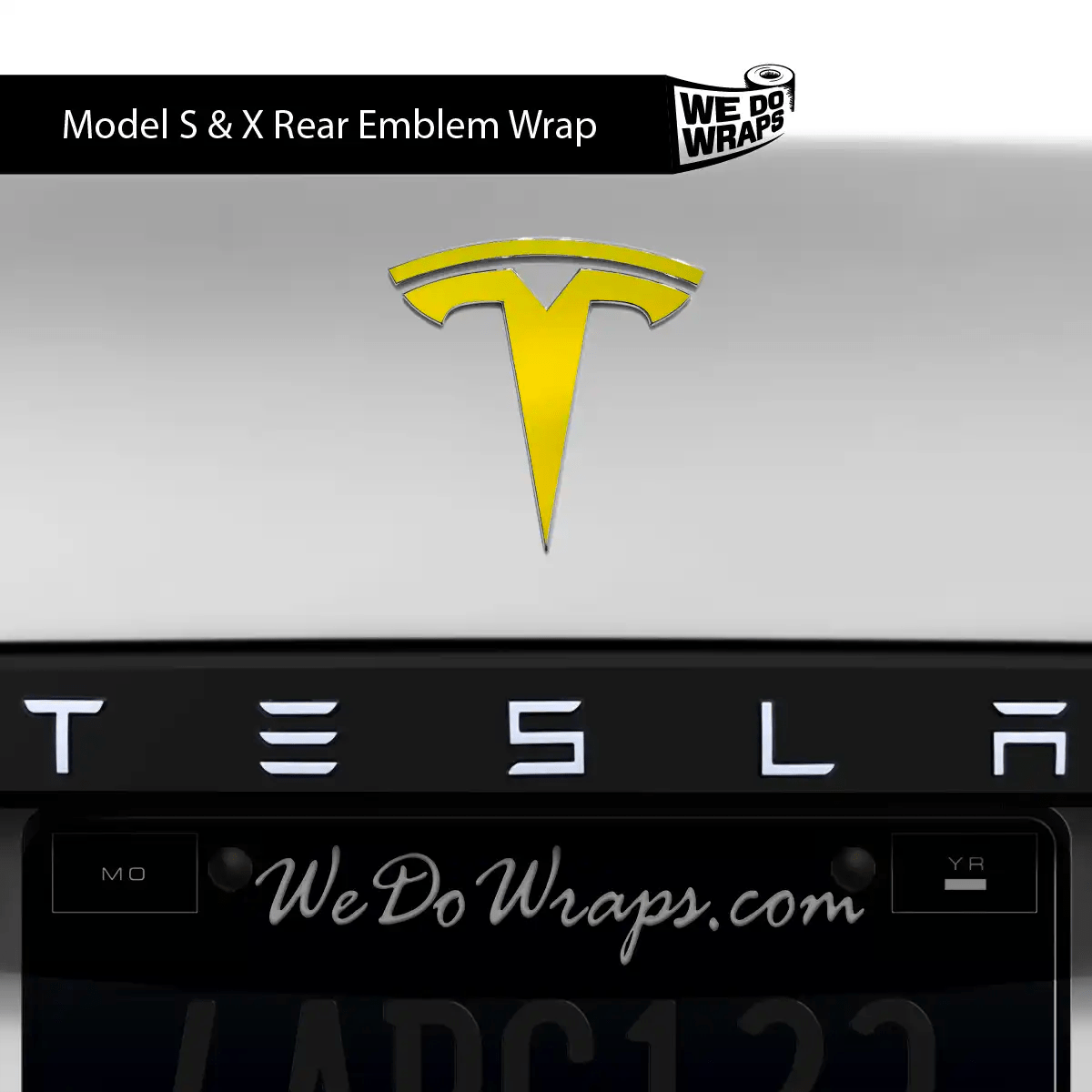 KPMF Matte Iced Yellow Titanium Tesla Emblem Decals (Front + Back) | Model X - Tesla Emblems