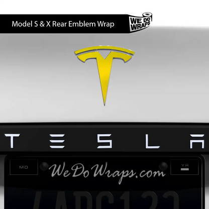 KPMF Matte Iced Yellow Titanium Tesla Emblem Decals (Front + Back) | Model X - Tesla Emblems