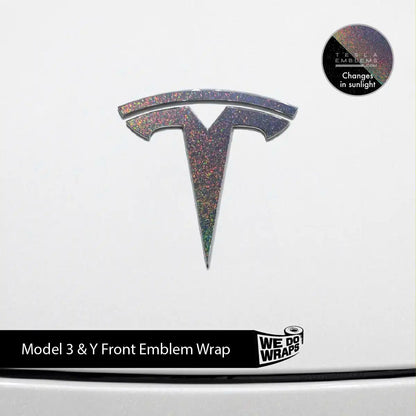 KPMF Morpheus Black Tesla Emblem Decals (Front + Back) | Model Y - Tesla Emblems