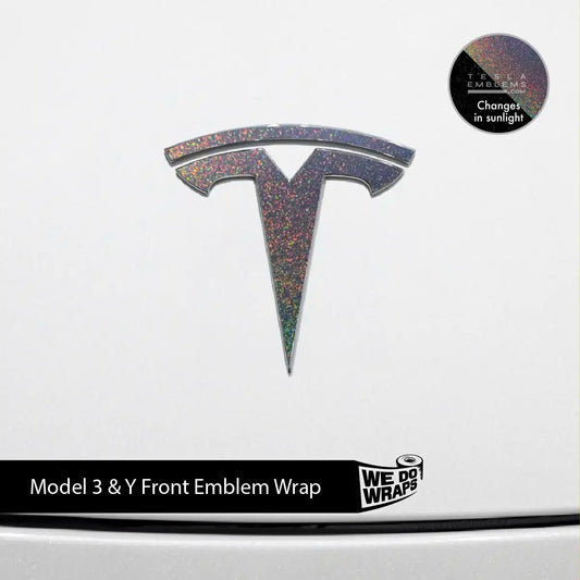 KPMF Morpheus Black Tesla Emblem Decals (Front + Back) | Model Y - Tesla Emblems