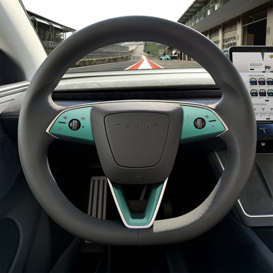 KPMF Satin Spearmint Tesla Steering Wheel Trim Decal Kit (3pcs) | M3 Feb 2024 - '25 "Highland" - Tesla Emblems