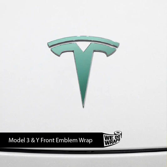 KPMF Satin Spearmint Tesla Emblem Decals (Front + Back) | Model Y