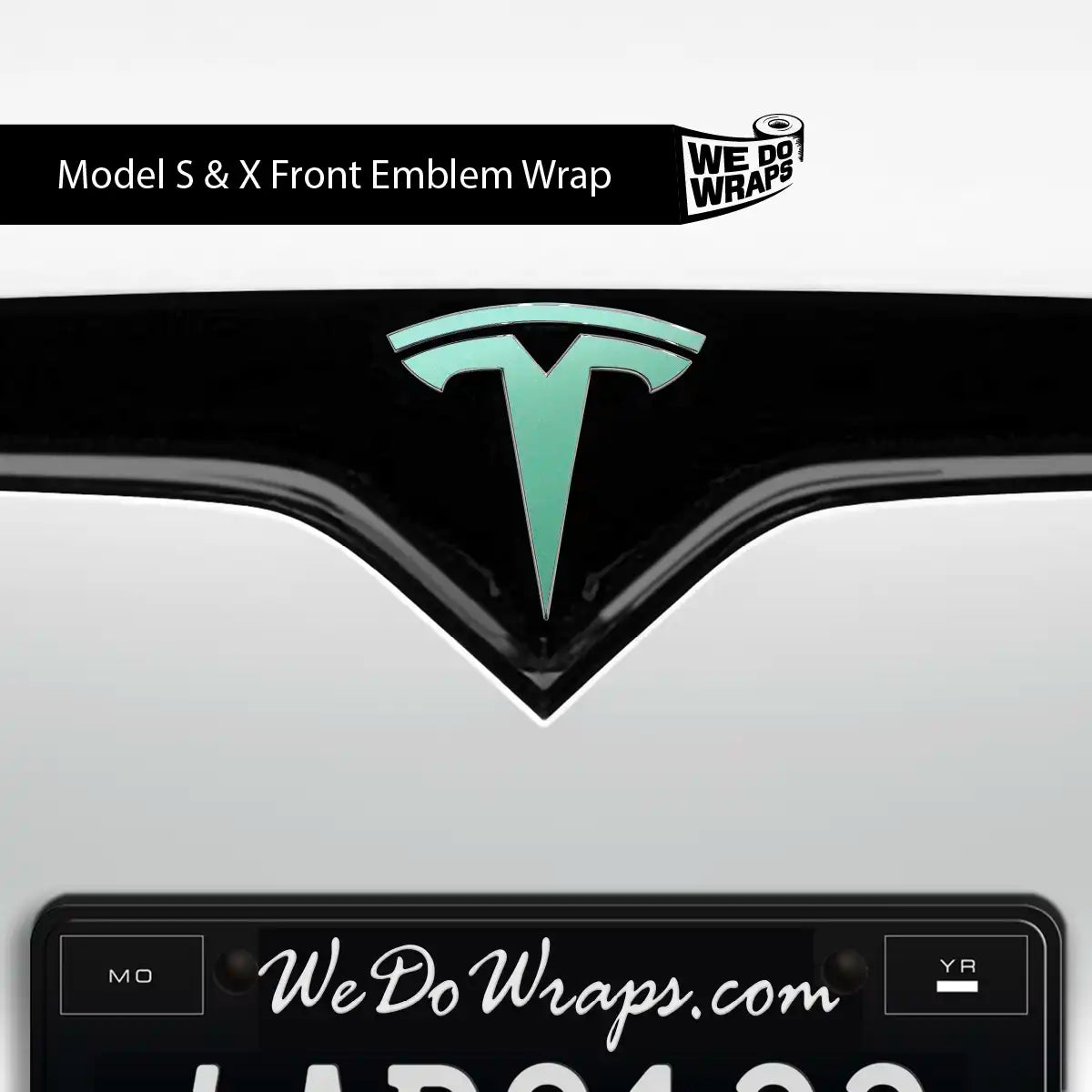 KPMF Satin Spearmint Tesla Emblem Decals (Front + Back) | Model S - Tesla Emblems