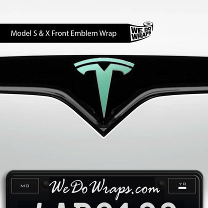 KPMF Satin Spearmint Tesla Emblem Decals (Front + Back) | Model S - Tesla Emblems