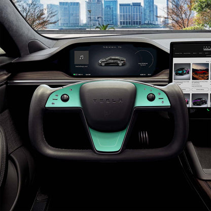 KPMF Satin Spearmint Tesla Steering Wheel Trim Decal Kit (3pcs) | MS Feb 2021+ - Tesla Emblems