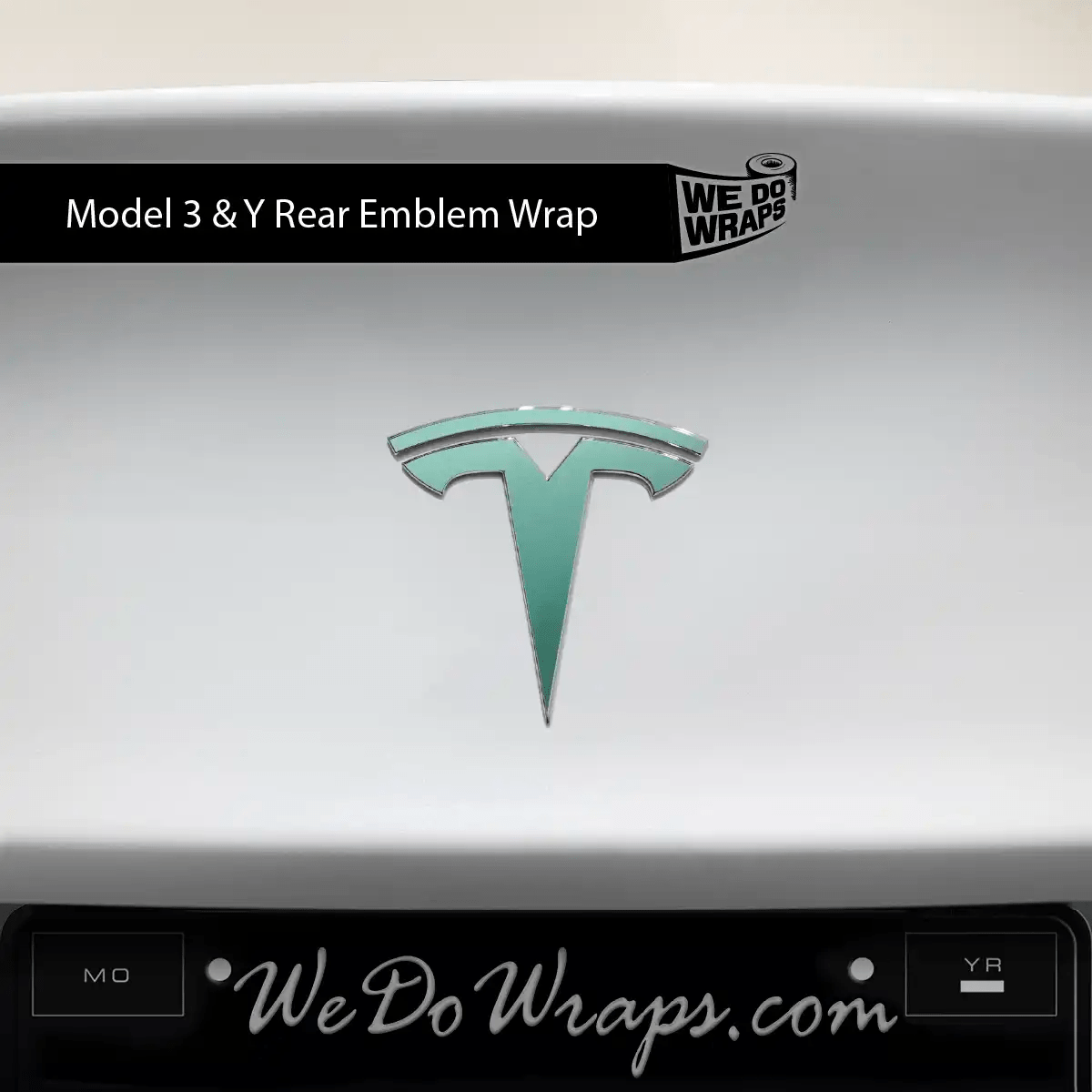 KPMF Satin Spearmint Tesla Emblem Decals (Front + Back) | Model Y