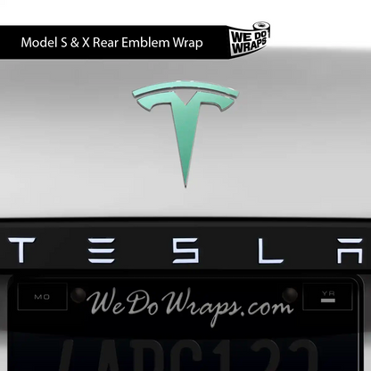 KPMF Satin Spearmint Tesla Emblem Decals (Front + Back) | Model S - Tesla Emblems