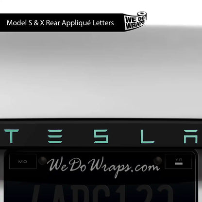 KPMF Satin Spearmint Tesla Emblem Decals (Front + Back) | Model S - Tesla Emblems
