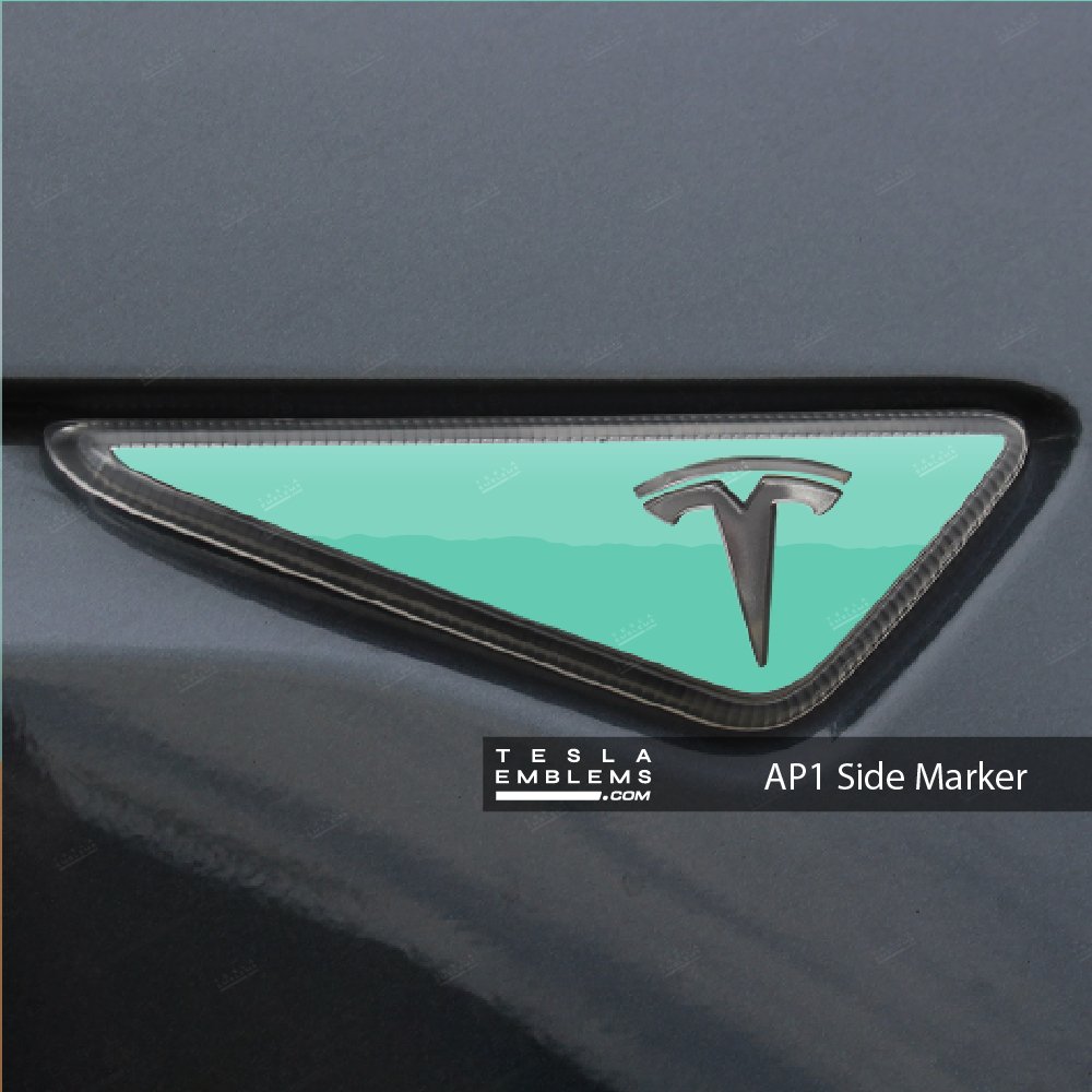 KPMF Satin Spearmint Tesla Side Marker Decals (2pcs) - Tesla Emblems