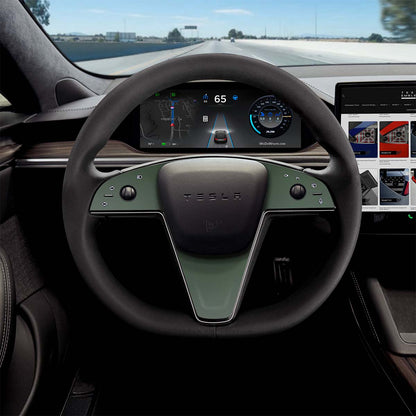 3M Matte Military Green Tesla Steering Wheel Trim Decal Kit (3pcs) | MS Feb 2021+ - Tesla Emblems
