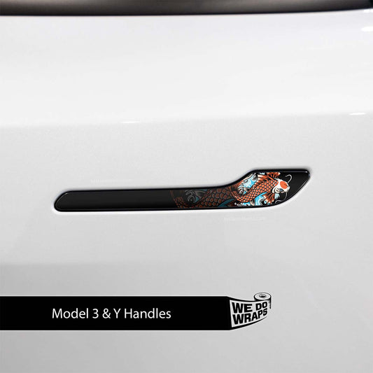 Koi Tattoo Art Tesla Door Handle Decals (4pcs) - Tesla Emblems