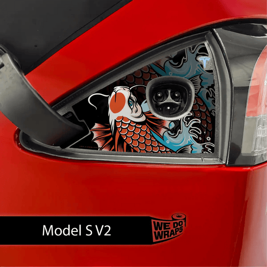 Koi Tattoo Art Tesla Charge Port Wrap | Model S - Tesla Emblems