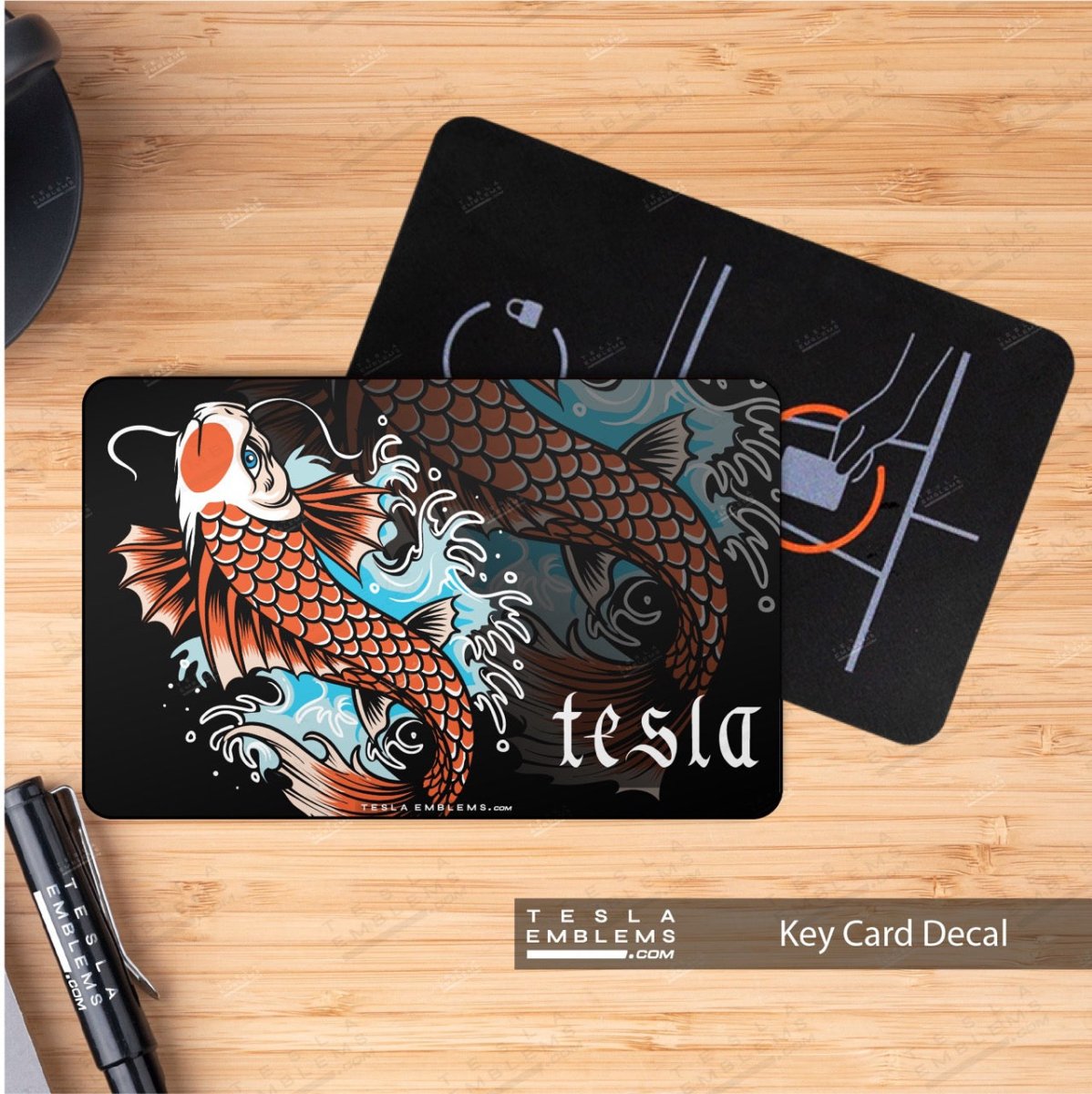 Koi Tattoo Art NFC Keycard Decal - Tesla Emblems