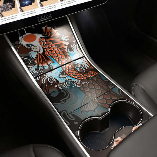 Koi Tattoo Art Tesla Center Console Wrap Kit | 2017 - 2021 Model 3 & Y - Tesla Emblems