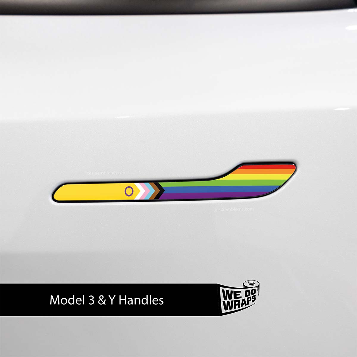 LGBTQ+ Pride Flag Tesla Door Handle Decals (4pcs) - Tesla Emblems