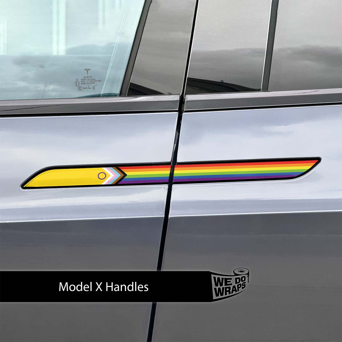 LGBTQ+ Pride Flag Tesla Door Handle Decals (4pcs) - Tesla Emblems
