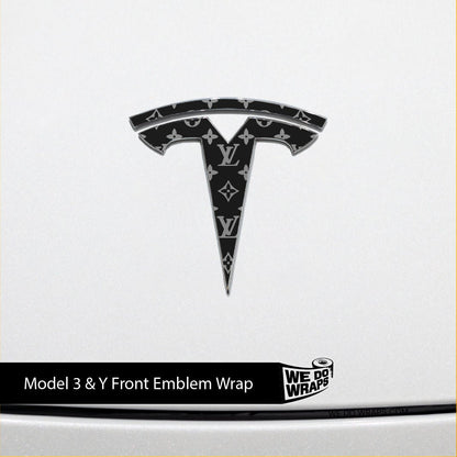 Designer LV Tesla Pattern Tesla Emblem Decals (Front + Back) - Tesla Emblems