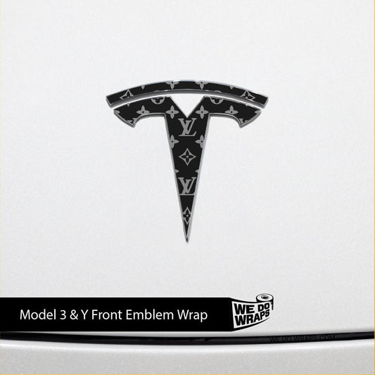 Designer LV Tesla Pattern Tesla Emblem Decals (Front + Back) - Tesla Emblems