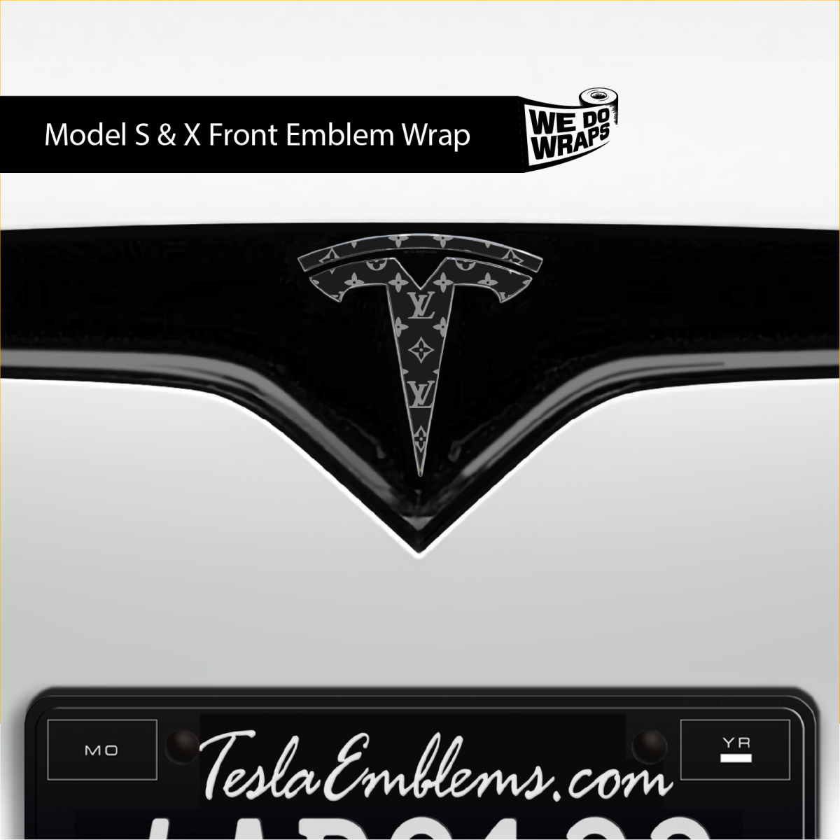 Designer LV Tesla Pattern Tesla Emblem Decals (Front + Back) | Model S ...